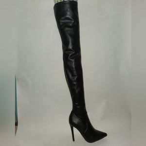 Thigh-hugh pleather boots